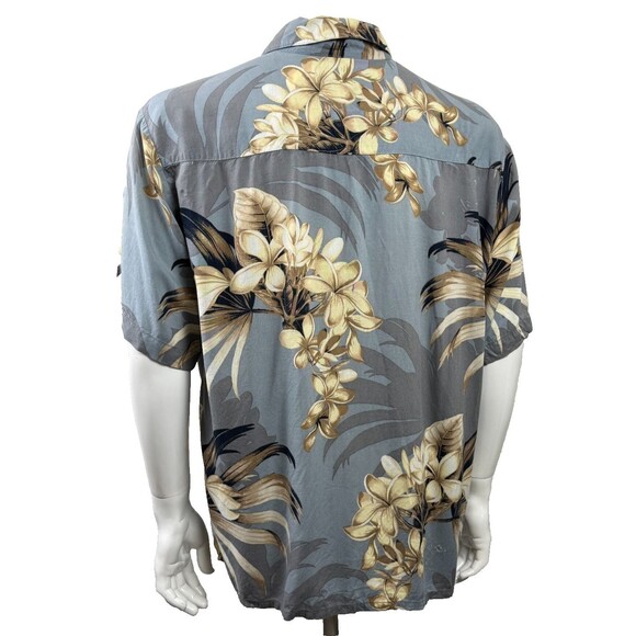 Vintage Hawaiian Shirt Puritan Large 90s Rayon Single Stitch Floral Aloha Blue - Picture 2 of 6